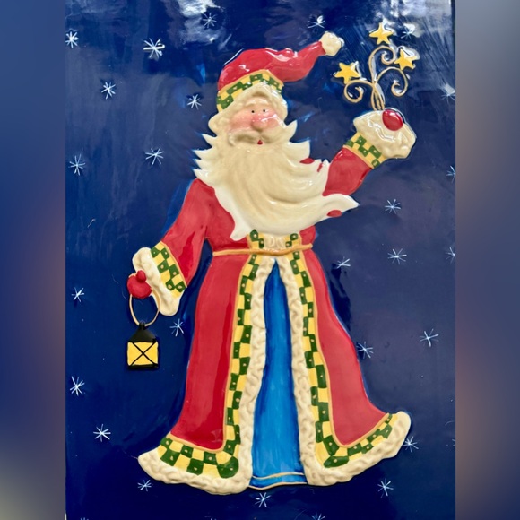 Stunning Handpainted 3D Christmas Santa Ceramic Platter By Dante’s Design Group - Picture 2 of 5